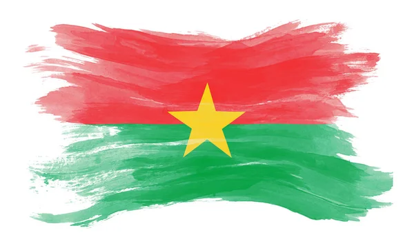 Burkina Faso Zászló Ecset Stroke Nemzeti Zászló Fehér Alapon — Stock Fotó