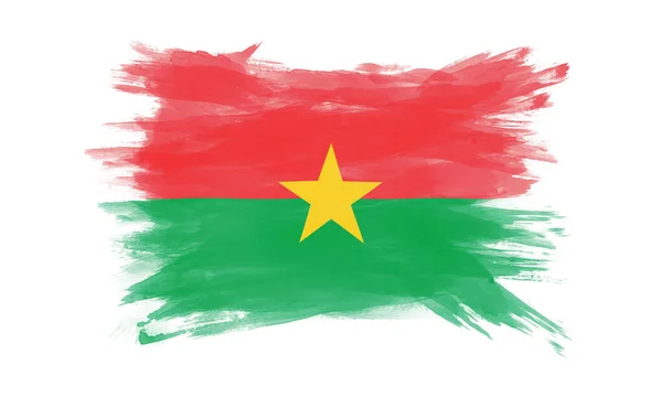 Burkina Faso Pincel Bandeira Acidente Vascular Cerebral Bandeira Nacional Sobre — Fotografia de Stock