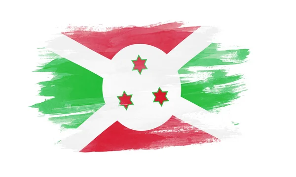 Burundi Vlajka Tahu Štětcem Národní Vlajka Bílém Pozadí — Stock fotografie