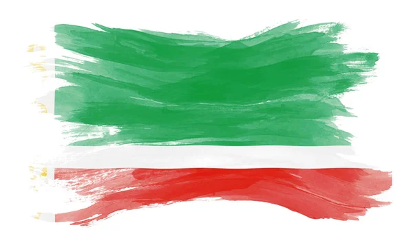Çeçenistan Bayrak Fırça Darbesi Beyaz Arka Planda Ulusal Bayrak — Stok fotoğraf