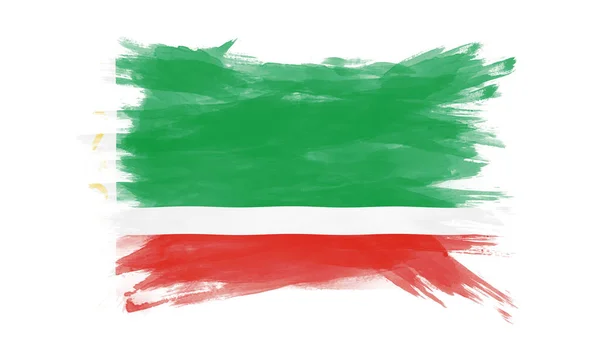 Czeczenia Flaga Pociągnięcia Pędzla Flaga Narodowa Białym Tle — Zdjęcie stockowe