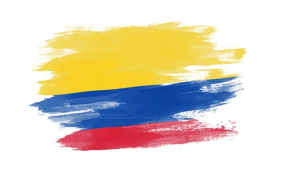 Мазок Кисти Флага Колумбии Национальный Флаг Белом Фоне — стоковое фото
