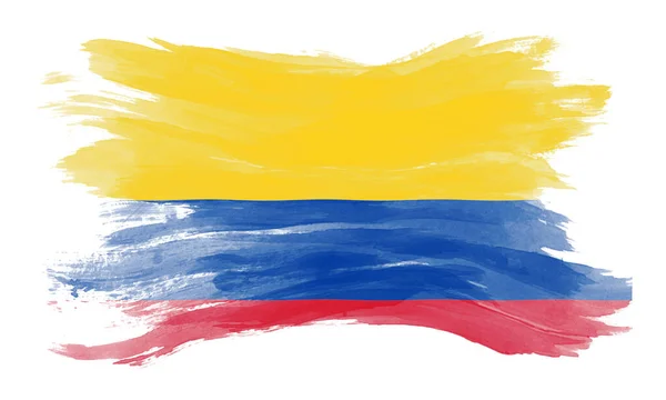 Pincelada Bandera Colombia Bandera Nacional Sobre Fondo Blanco — Foto de Stock