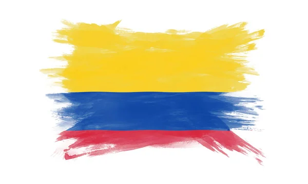Pincelada Bandera Colombia Bandera Nacional Sobre Fondo Blanco — Foto de Stock