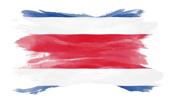 Costa Rica Vlaggenborstel Slag Nationale Vlag Witte Achtergrond — Stockfoto