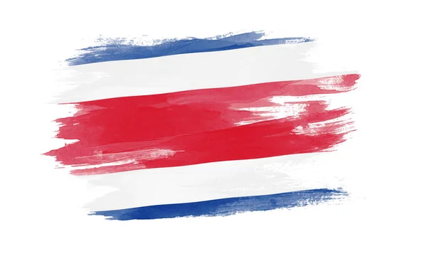 Σημαία Κόστα Ρίκα Πινέλο Εγκεφαλικό Επεισόδιο Εθνική Σημαία Λευκό Φόντο — Φωτογραφία Αρχείου