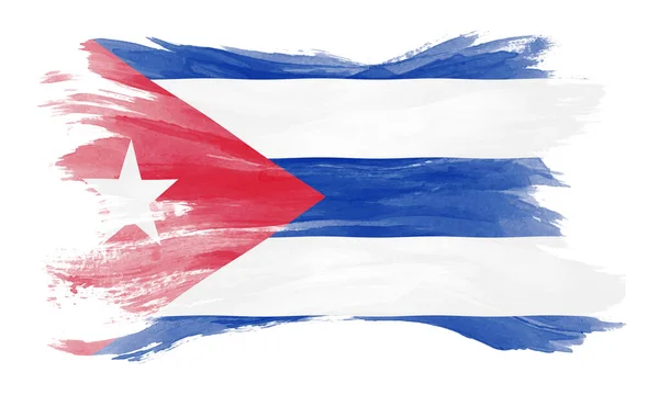 Cuba Vlag Penseel Slag Nationale Vlag Witte Achtergrond — Stockfoto
