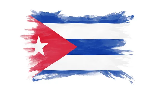 Кубинський Прапор Мазка Національний Прапор Білому Тлі — стокове фото