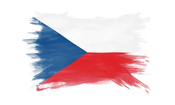 Repubblica Ceca Pennellata Bandiera Bandiera Nazionale Sfondo Bianco — Foto Stock