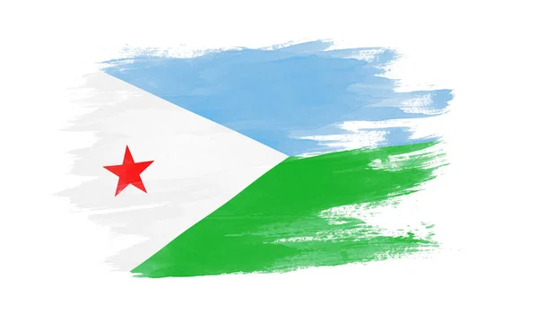 Djibouti Flag Brush Stroke National Flag White Background — Stock Photo, Image