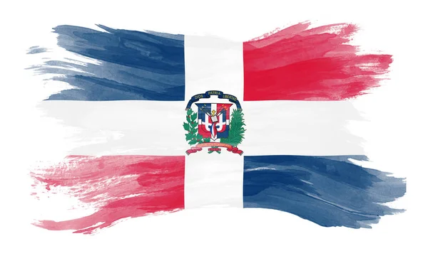 República Dominicana Pincel Bandeira Bandeira Nacional Sobre Fundo Branco — Fotografia de Stock