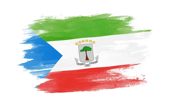 Pincel Bandeira Guiné Equatorial Bandeira Nacional Sobre Fundo Branco — Fotografia de Stock