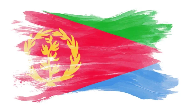 Eritrea Flagge Pinselstrich Nationalflagge Auf Weißem Hintergrund — Stockfoto