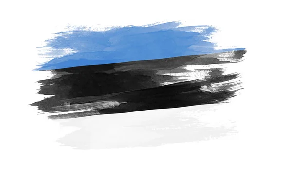 Estonia Flag Brush Stroke National Flag White Background — Stockfoto