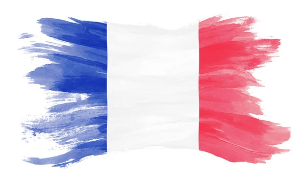 France Flag Brush Stroke National Flag White Background — Stock Photo, Image