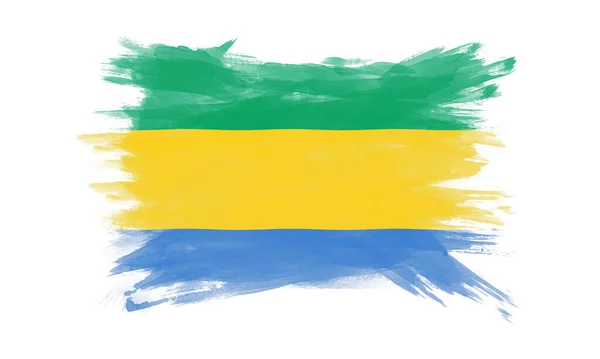 Pennellata Bandiera Gabon Bandiera Nazionale Sfondo Bianco — Foto Stock
