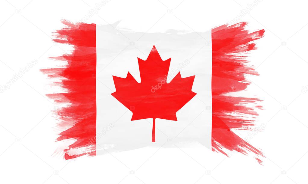 Canada flag brush stroke, national flag on white background