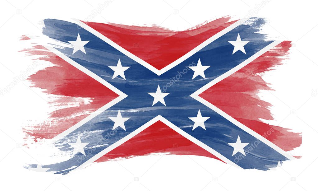 Confederate flag brush stroke, national flag on white background