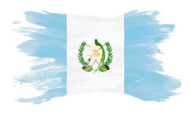 Guatemala bayrağı fırça darbesi, beyaz arka planda ulusal bayrak