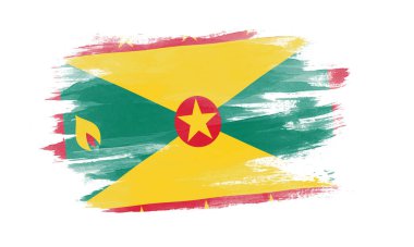 Grenada bayrağı fırça darbesi, beyaz arka planda ulusal bayrak