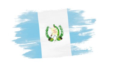 Guatemala bayrağı fırça darbesi, beyaz arka planda ulusal bayrak