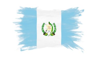 Guatemala bayrağı fırça darbesi, beyaz arka planda ulusal bayrak