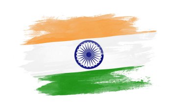 Hindistan bayrağı fırça darbesi, beyaz arka planda ulusal bayrak