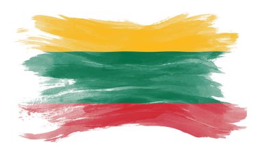 Litvanya bayrağı fırça darbesi, beyaz arka planda ulusal bayrak