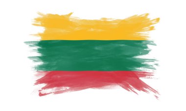 Litvanya bayrağı fırça darbesi, beyaz arka planda ulusal bayrak