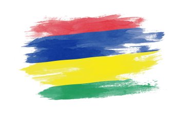Mauritius bayrağı fırça darbesi, beyaz arka planda ulusal bayrak