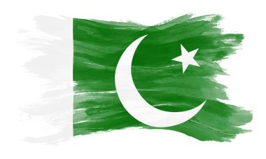 Pakistan bayrak fırça darbesi, beyaz arka planda ulusal bayrak
