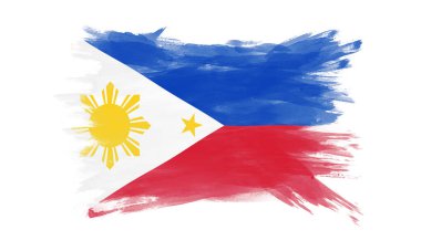 Filipinler bayrağı fırça darbesi, beyaz arka planda ulusal bayrak