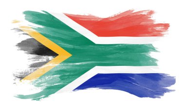 Güney Afrika bayrağı fırça darbesi, beyaz arka planda ulusal bayrak