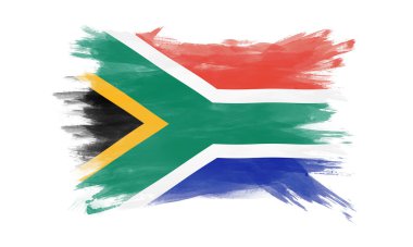 Güney Afrika bayrağı fırça darbesi, beyaz arka planda ulusal bayrak