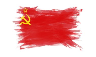 Sovyetler Birliği bayrağı fırça darbesi, beyaz arka planda ulusal bayrak