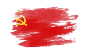 Sovyetler Birliği bayrağı fırça darbesi, beyaz arka planda ulusal bayrak