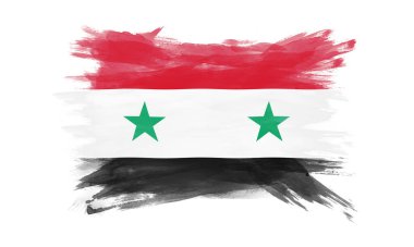 Suriye bayrağı fırça darbesi, beyaz arka planda ulusal bayrak