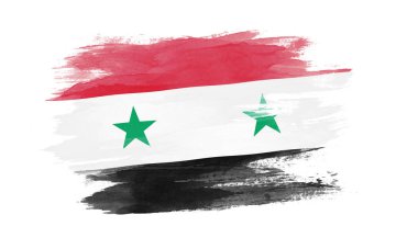 Suriye bayrağı fırça darbesi, beyaz arka planda ulusal bayrak
