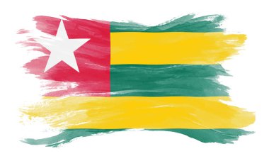Togo bayrağı fırça darbesi, beyaz arka planda ulusal bayrak