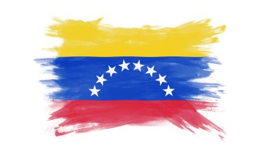 Venezuela bayrağı fırça darbesi, beyaz arka planda ulusal bayrak