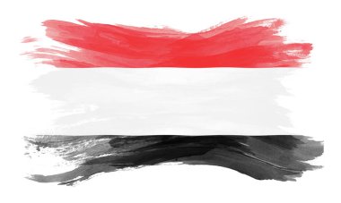 Yemen bayrağı fırça darbesi, beyaz arka planda ulusal bayrak