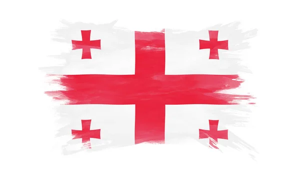 Gruzja Flaga Pociągnięcie Pędzla Flaga Narodowa Białym Tle — Zdjęcie stockowe