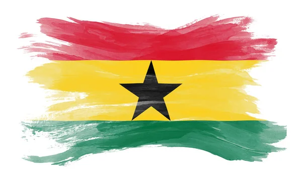 Ghána Zászló Ecset Stroke Nemzeti Zászló Fehér Háttér — Stock Fotó