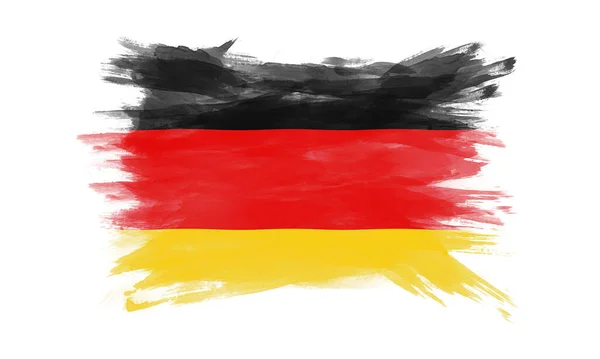 Γερμανία Πινέλο Σημαία Εγκεφαλικό Επεισόδιο Εθνική Σημαία Λευκό Φόντο — Φωτογραφία Αρχείου