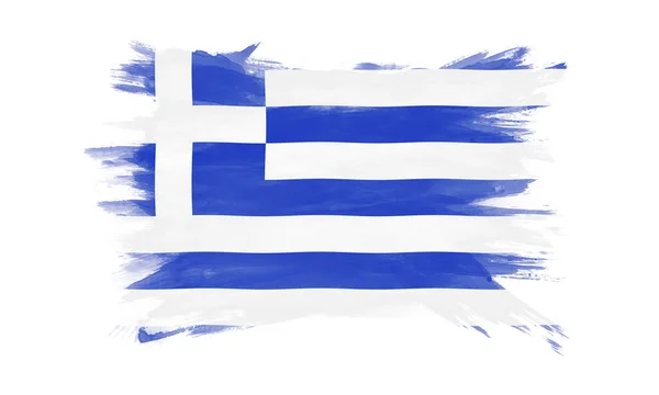 ギリシャの国旗ブラシストローク 白地の国旗 — ストック写真