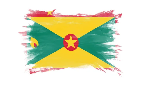 グレナダ国旗ブラシストローク白地の国旗 — ストック写真
