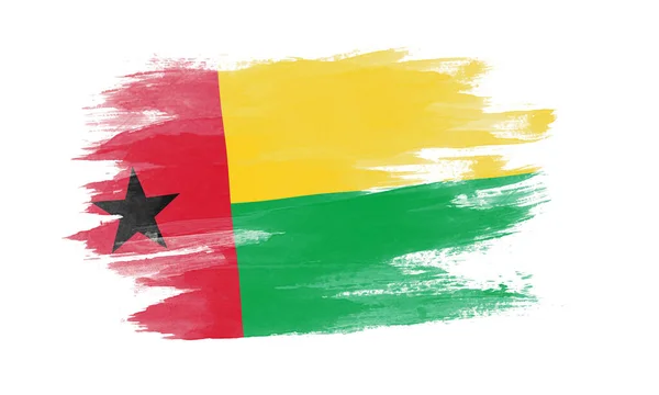 Guinea Bissau Flagge Pinselstrich Nationalflagge Auf Weißem Hintergrund — Stockfoto