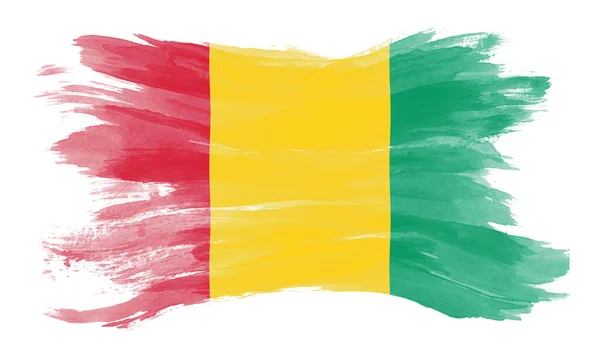 Úder Štětcem Vlajky Guineje Národní Vlajka Bílém Pozadí — Stock fotografie