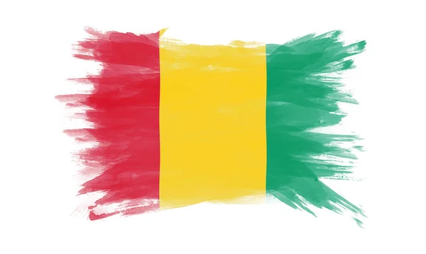 Úder Štětcem Vlajky Guineje Národní Vlajka Bílém Pozadí — Stock fotografie