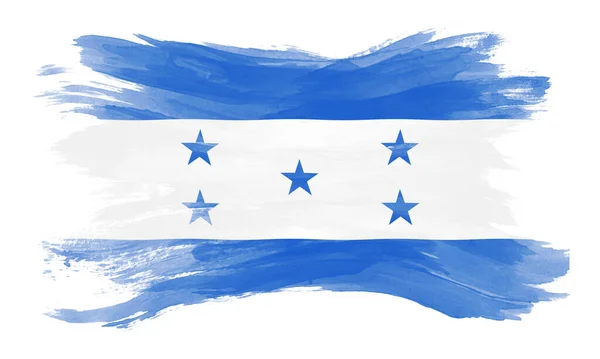 Golpe Pincel Bandera Honduras Bandera Nacional Sobre Fondo Blanco — Foto de Stock